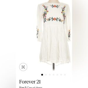 Forever 21 White Dress with Floral Embroidery